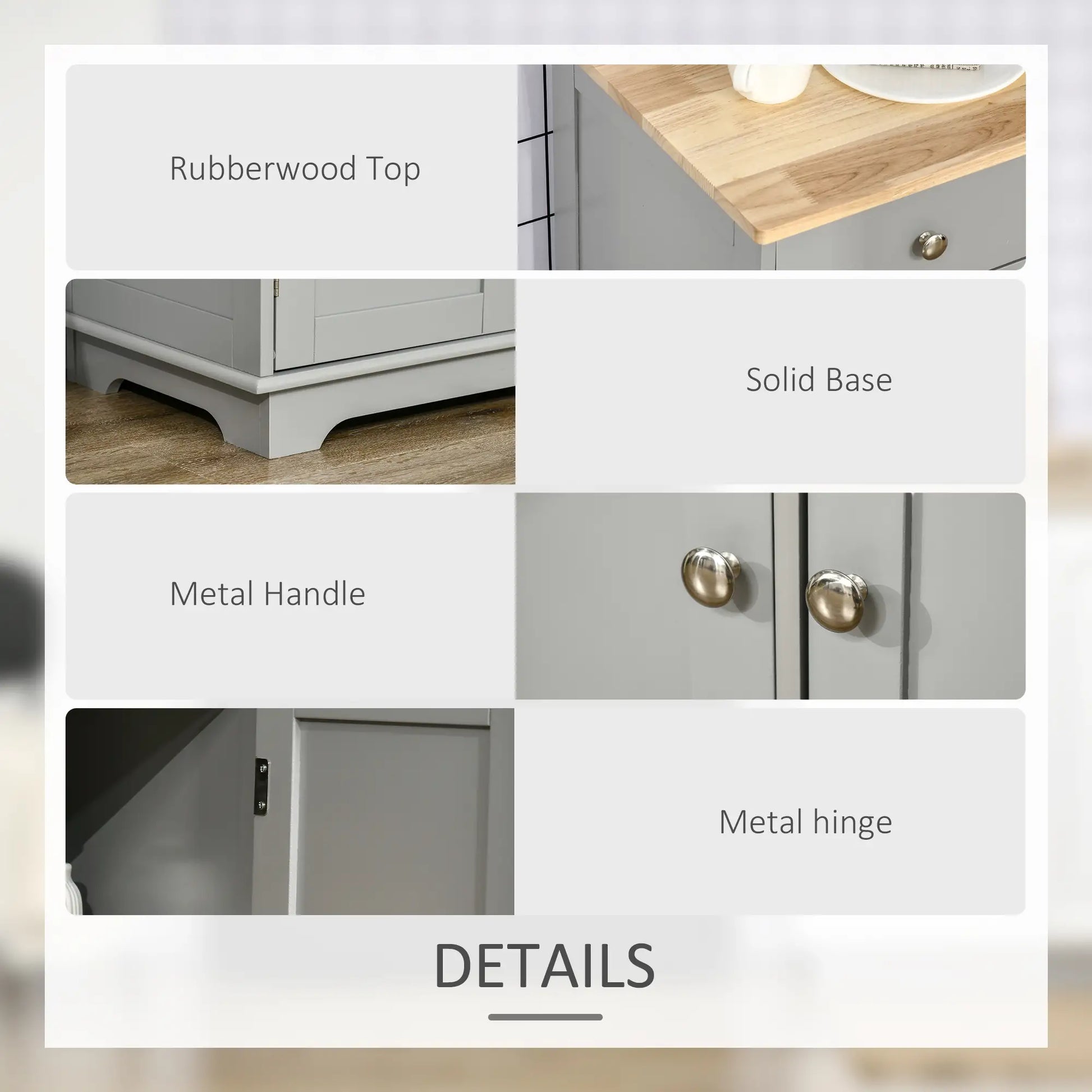 Modern Sideboard, Buffet Cabinet with Storage, Drawers, Adjustable Shelves, Grey Bar Cabinets at Gallery Canada