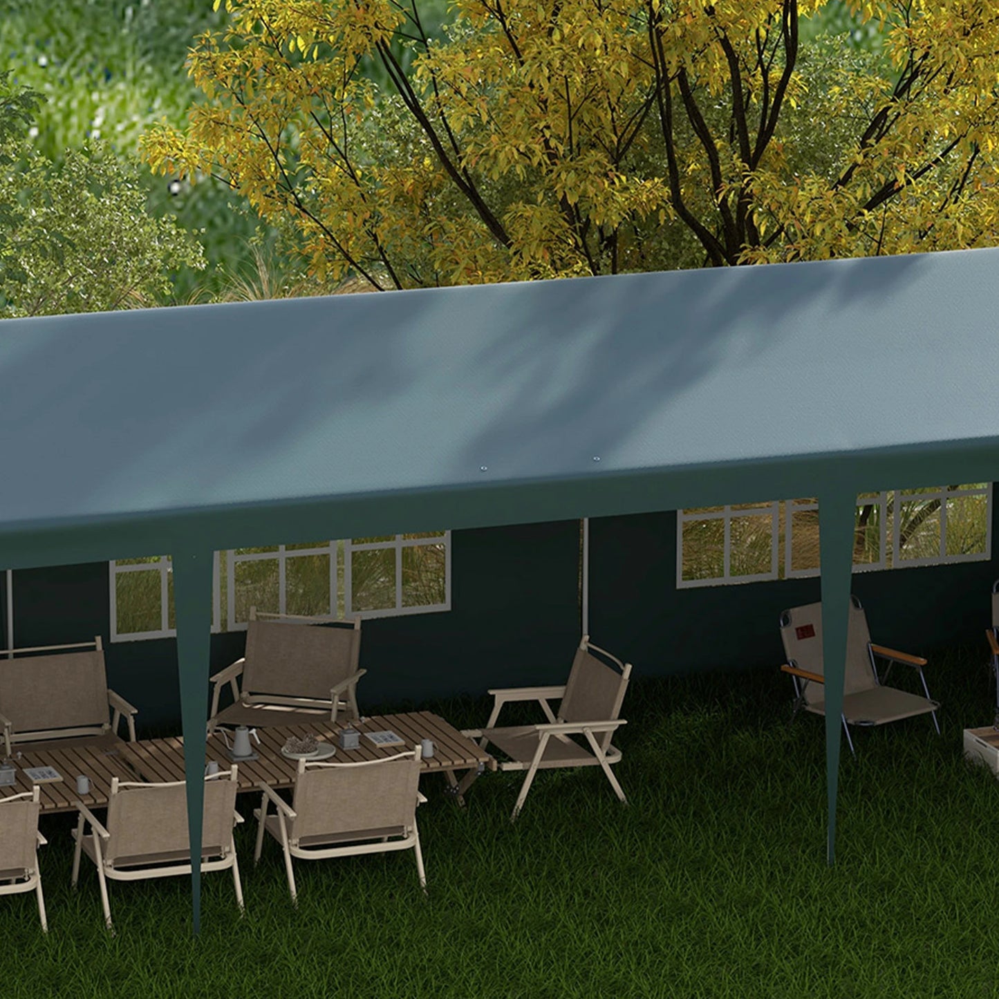 10' x 29' Canopy Tent, Party Tent with Sidewalls, Large Windows, Green Canopy Tents at Gallery Canada