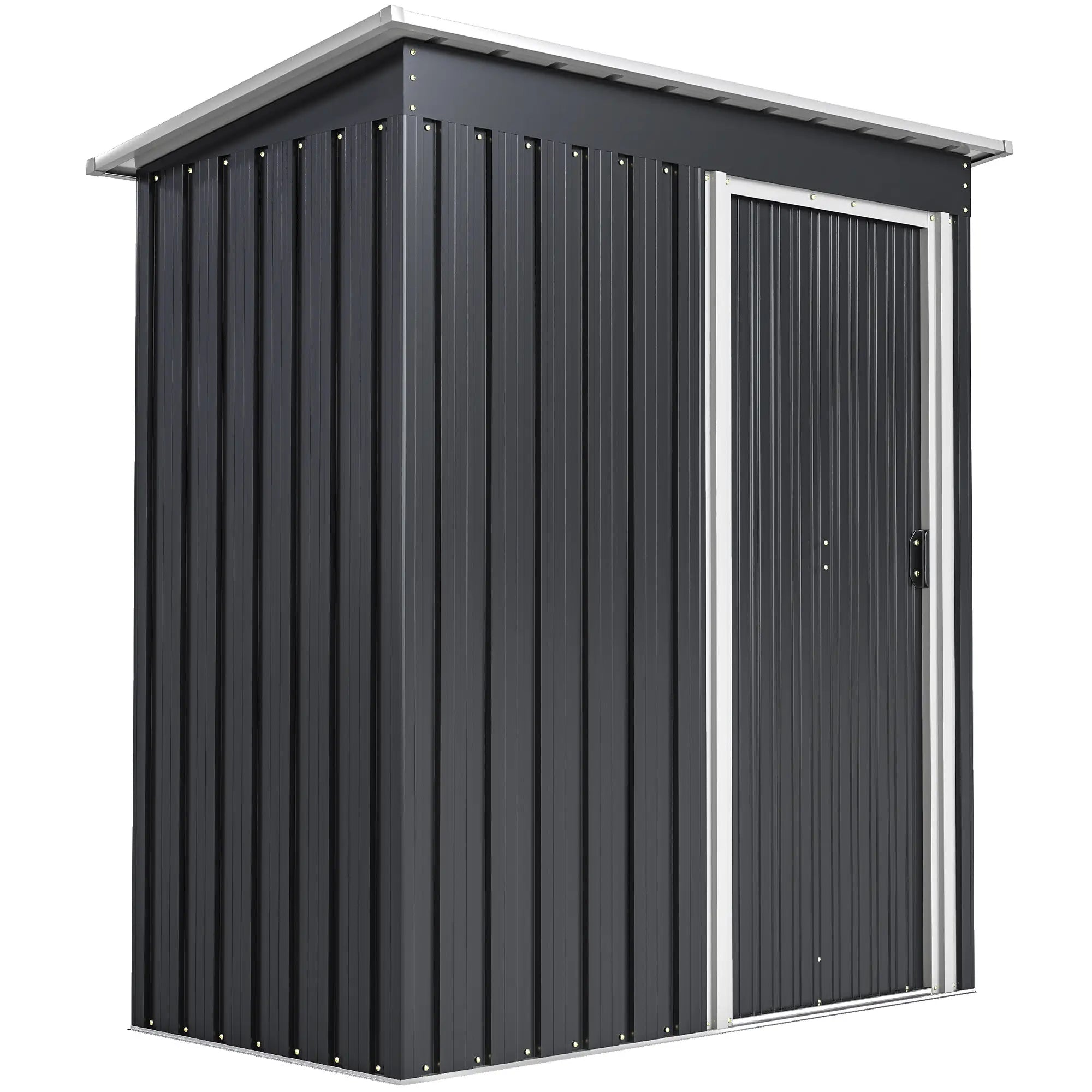 5x3 FT Outdoor Storage Shed, Sliding Door, Sloped Roof, Steel Frame, Black Sheds at Gallery Canada