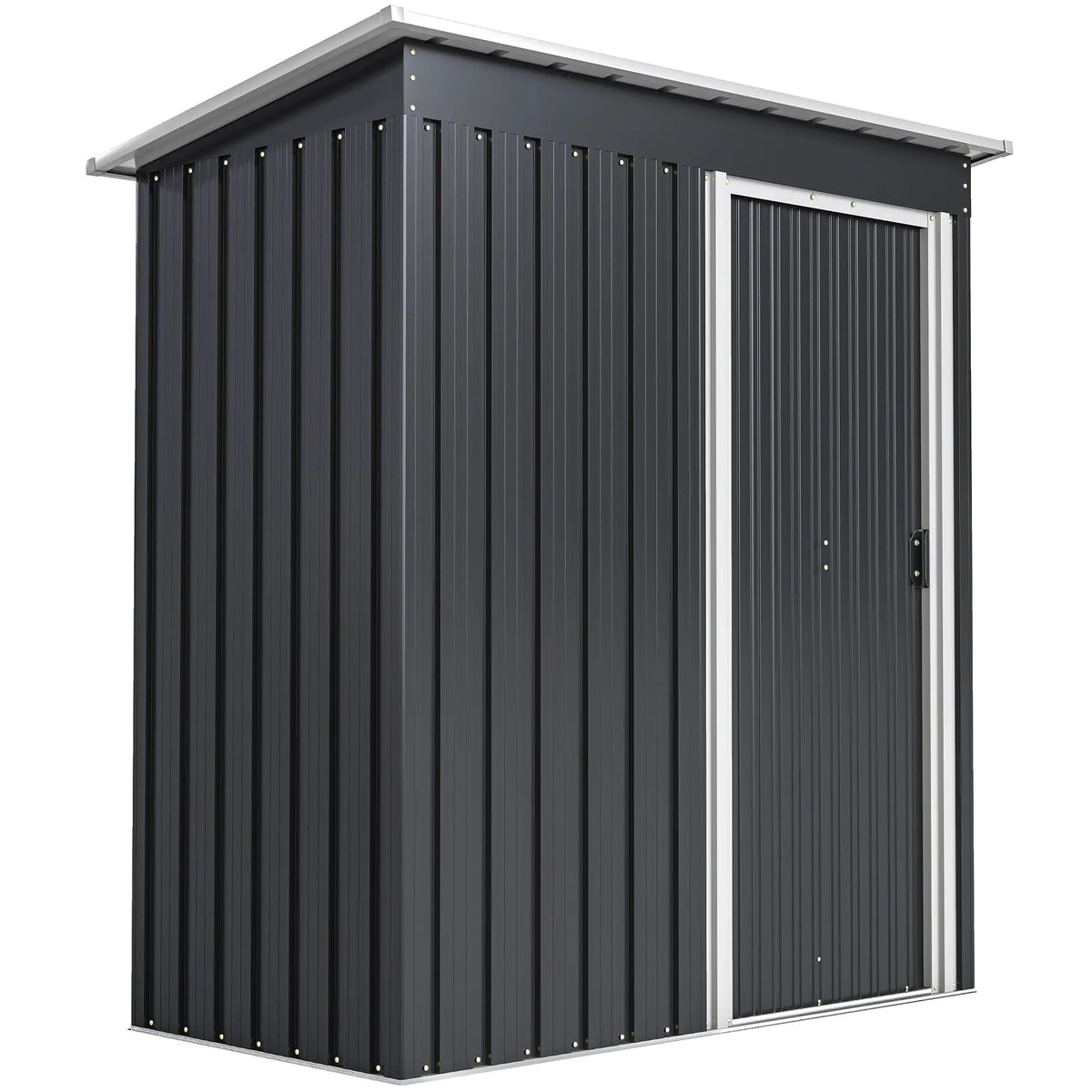 5x3 FT Outdoor Storage Shed, Sliding Door, Sloped Roof, Steel Frame, Black Sheds at Gallery Canada