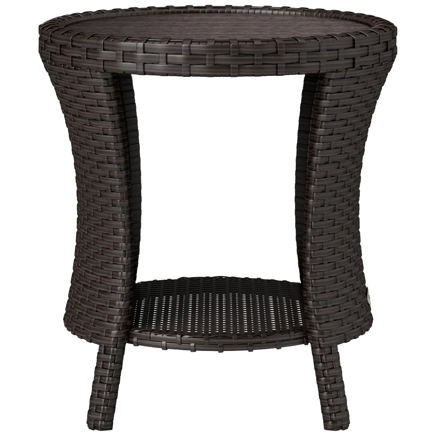 18" Wicker Outdoor Coffee Table, PE Rattan, 2-Tier Storage, Brown Coffee Tables Mixed Brown, Brown at Gallery Canada