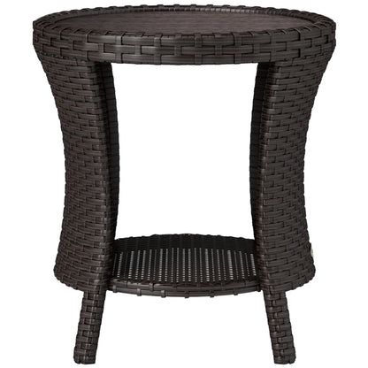 18" Wicker Outdoor Coffee Table, PE Rattan, 2-Tier Storage, Brown Coffee Tables Mixed Brown, Brown at Gallery Canada