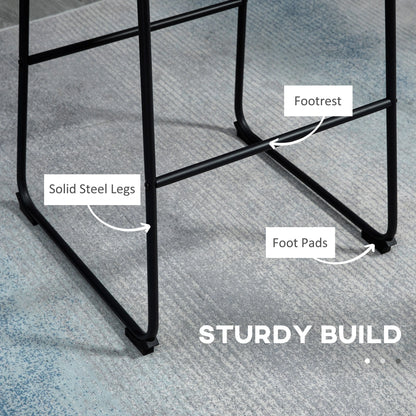 Vintage PU Leather Bar Stools Set of 2, Kitchen Stool with Footrest, Green Bar Stools at Gallery Canada