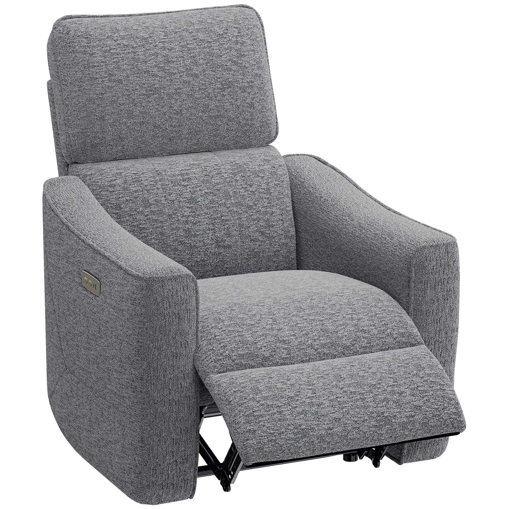 Power Recliner Chair, Linen-Look Fabric, USB Ports, Footrest, Dark Grey Sofas & Reclining Chairs at Gallery Canada