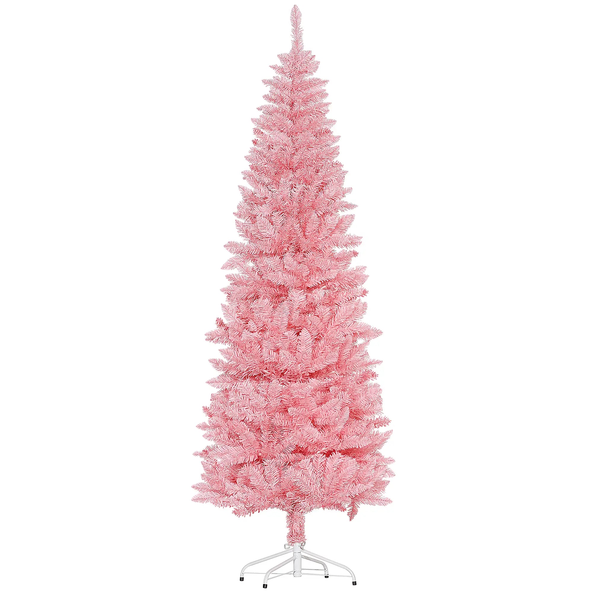 7ft Pencil Artificial Christmas Tree, 687 Branch Tips, Steel Base, Pink Pencil Christmas Trees at Gallery Canada