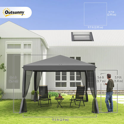 10' x 10' Pop Up Canopy Tent, Removable Mesh Sidewalls, Carry Bag, Light Grey Pop Up Canopies at Gallery Canada