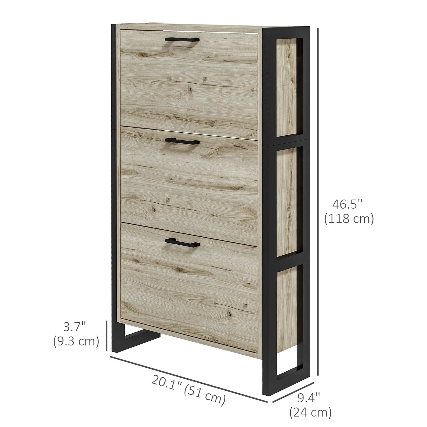Shoe Cabinet, 3 Flip Drawer, Narrow for 15 Pairs, Walnut Shoe Storage Cabinets & Racks at Gallery Canada