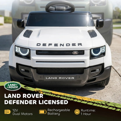 12V Licensed Land Rover Ride-On Car, Remote, White