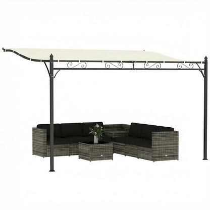 11.5' x 8.2' Outdoor Pergola, Wall Mounted Metal Frame, UPF30+ Garden Gazebo Pergolas at Gallery Canada