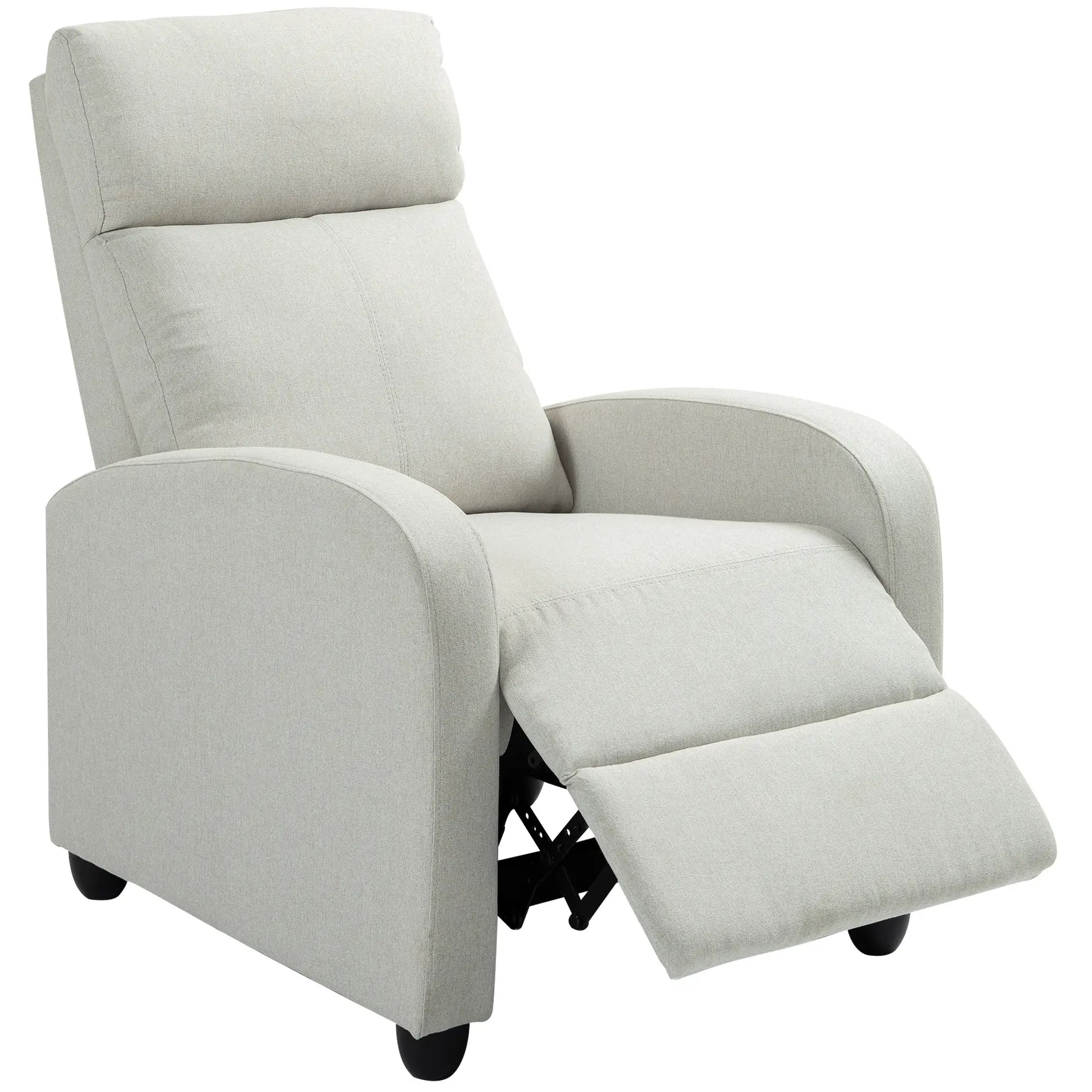 Fabric Recliner Chair, Manual Reclining Sofa, Padded Seat, Cream White Single Sofas at Gallery Canada