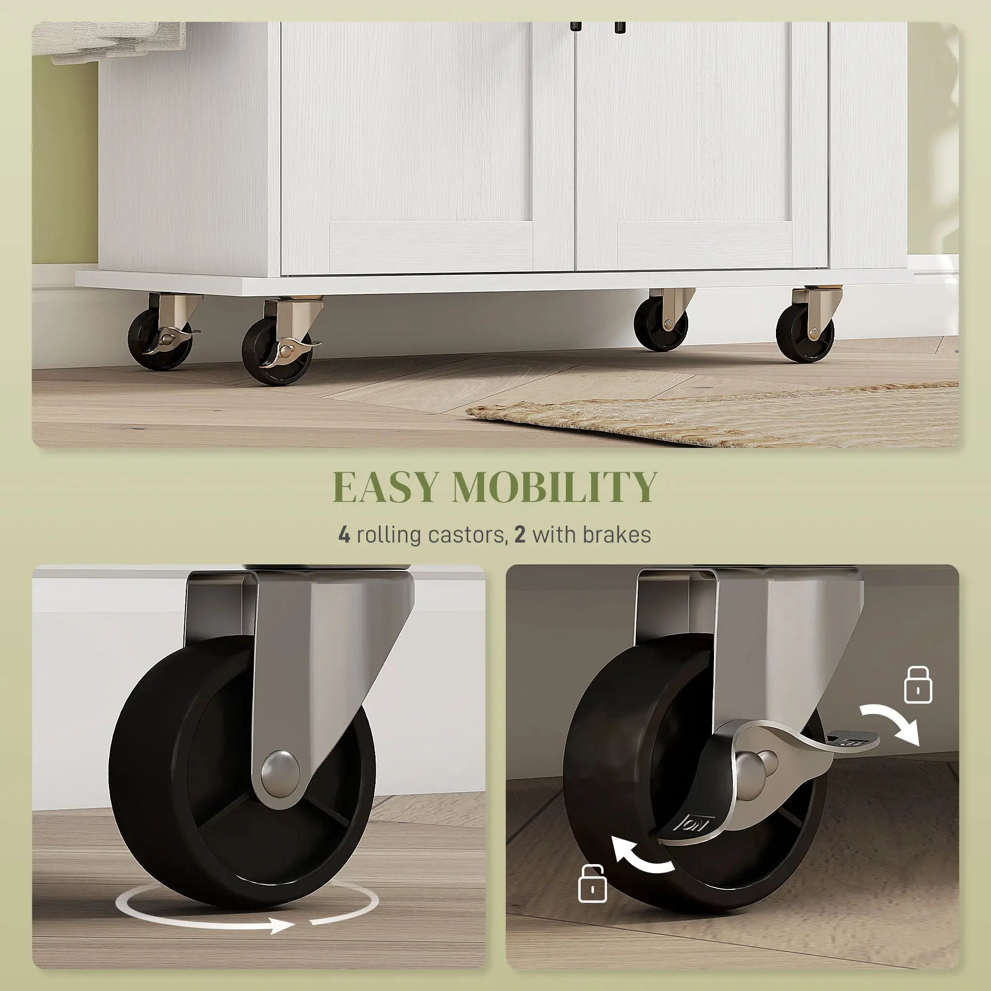 Rolling Kitchen Island with Wheels, Power Outlets, Drawer, Doors Kitchen Islands & Kitchen Carts at Gallery Canada