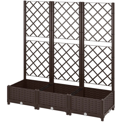 Raised Garden Bed With Trellis, PE Rattan, Drainage Holes, 47" x 16" x 48" Raised Garden Beds at Gallery Canada