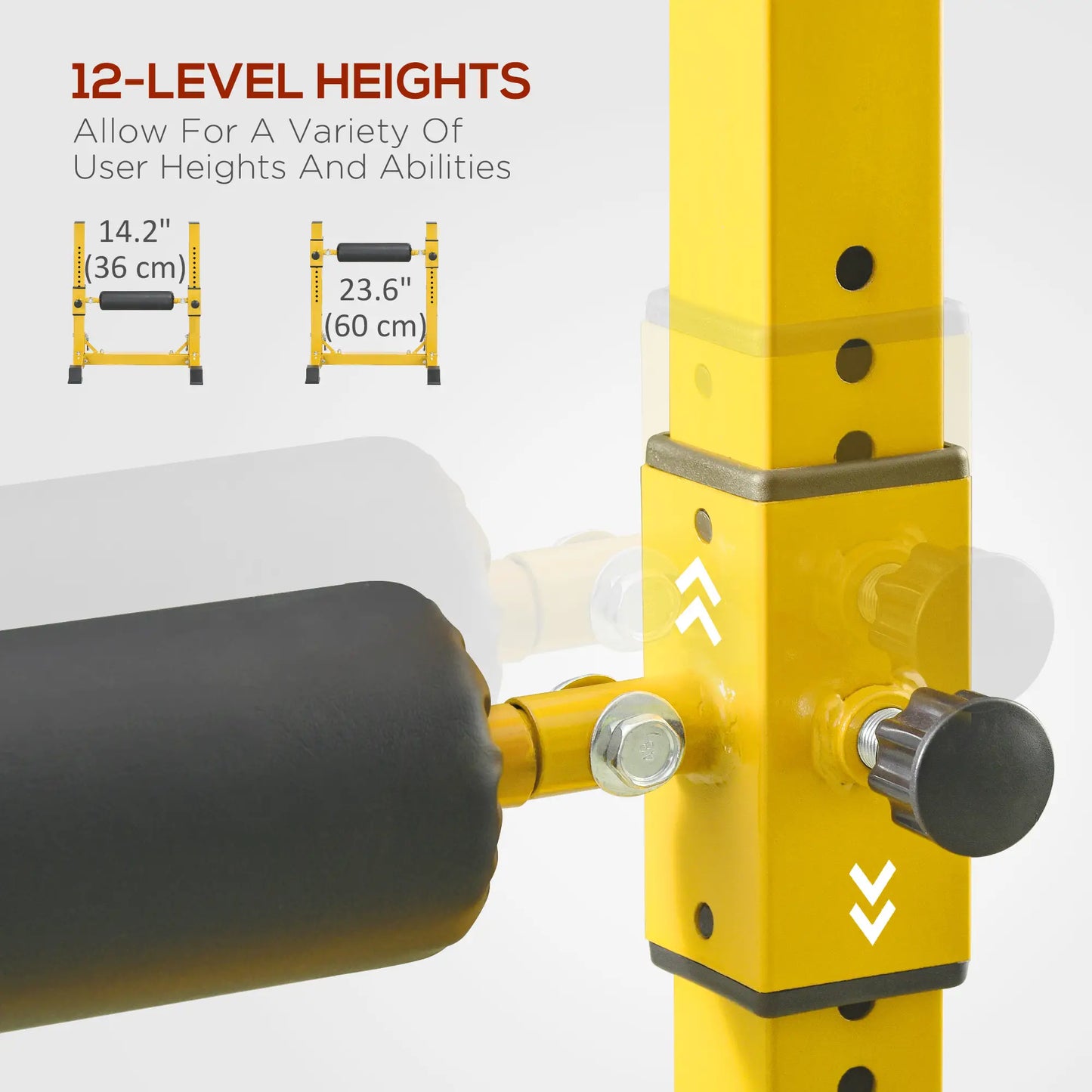 Bulgarian Split Squat Stand, 12-Level Adjustable, Yellow Squat Machine at Gallery Canada