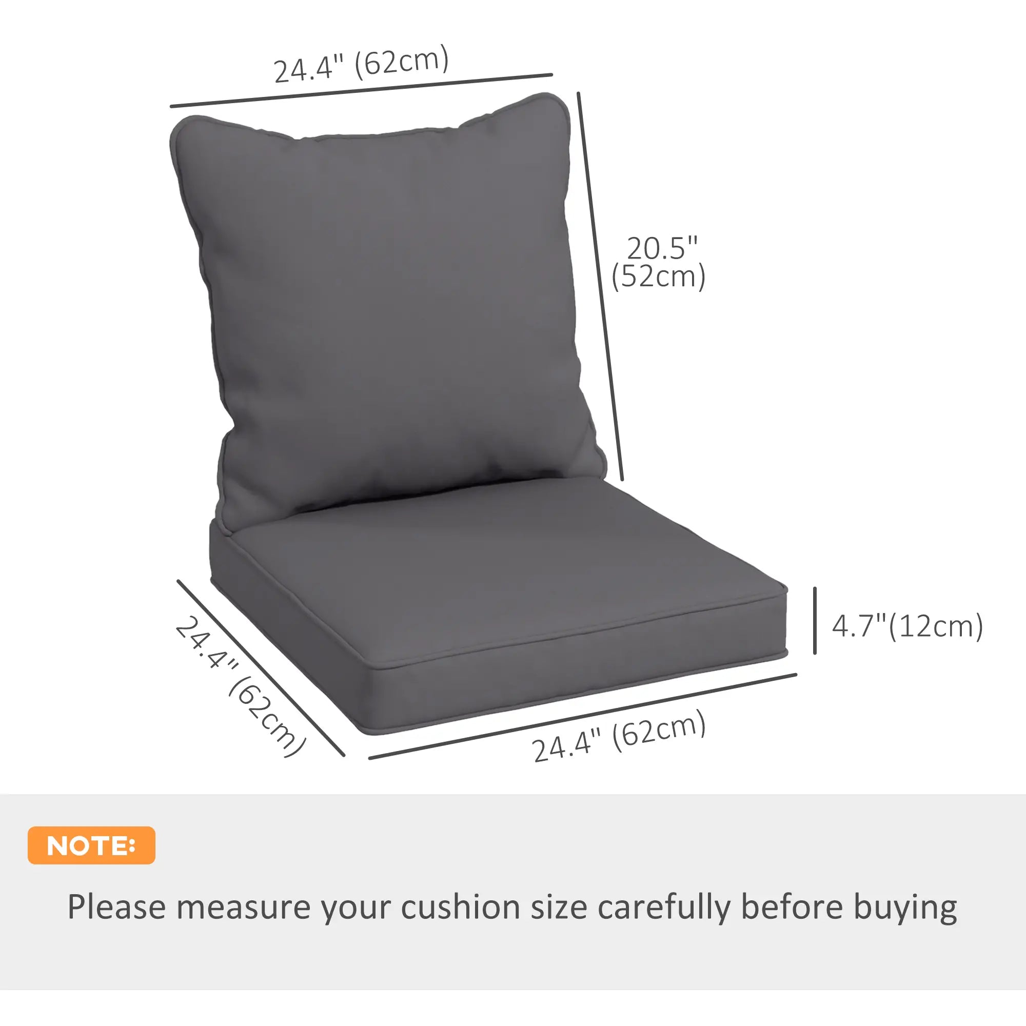 Seat Cushion Back Pillows Set of 2, Patio Chair Cushions, Dark Grey Patio Chair Cushions at Gallery Canada