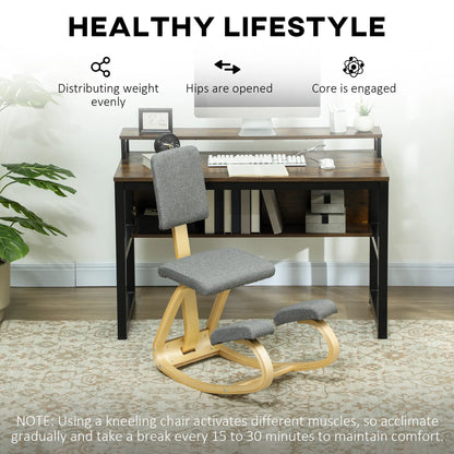 Ergonomic Kneeling Chair, Rocking Wood Kneel Stool, Grey Office Chairs at Gallery Canada