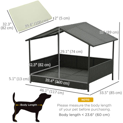 Outdoor Wicker Dog House, Soft Cushion Washable Cover, Medium Large, Cream White Houses, Kennels & Pens at Gallery Canada