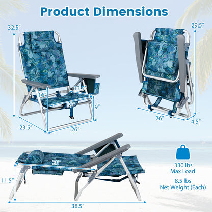 Portable Folding Beach Chairs Set of 2, Peacock Blue Beach & Lawn Chairs at Gallery Canada
