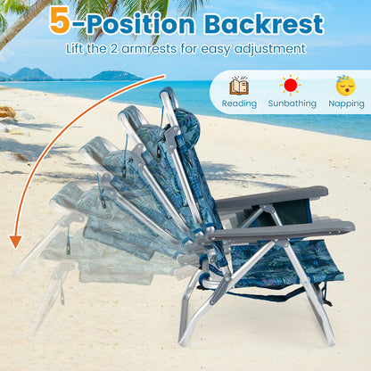 Portable Folding Beach Chairs Set of 2, Peacock Blue Beach & Lawn Chairs at Gallery Canada