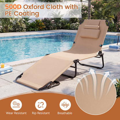 Beach Chaise Lounge Chair With Face Hole, Removable Pillow, Beige Outdoor Chaise Lounges at Gallery Canada