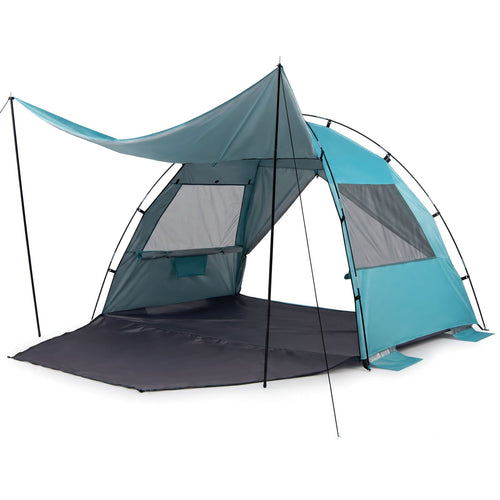 Beach Tent Sun Shelter, Canopy, Extended Floor, Vent Windows, Blue
