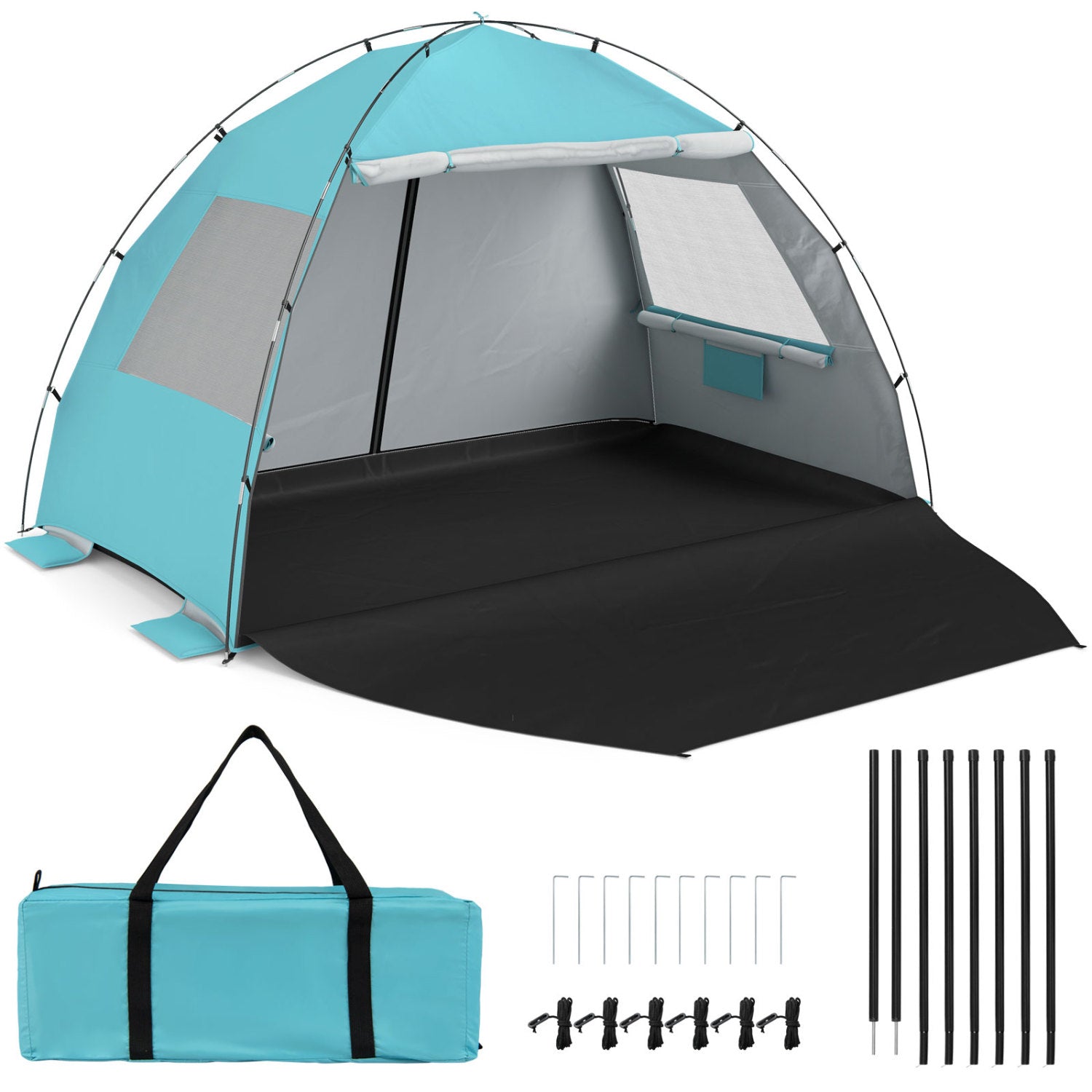Beach Tent With Canopy, Pop-Up Easy Setup, UPF50+ Sun Protection, Blue Canopies Blue at Gallery Canada