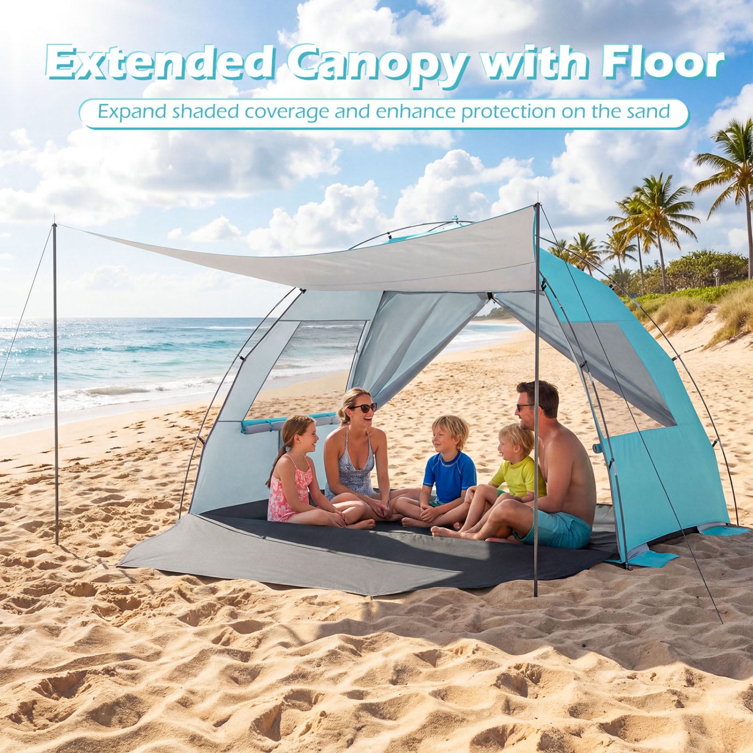 Beach Tent With Canopy, Pop-Up Easy Setup, UPF50+ Sun Protection, Blue Canopies at Gallery Canada