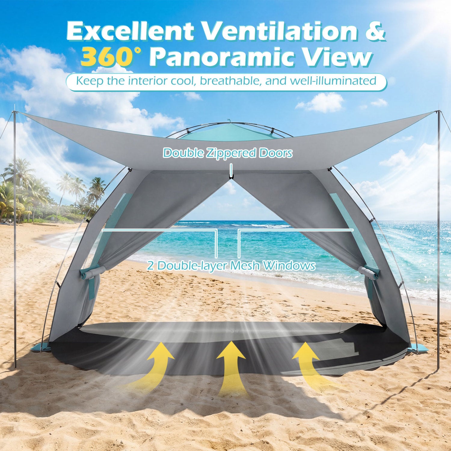 Beach Tent With Canopy, Pop-Up Easy Setup, UPF50+ Sun Protection, Blue Canopies at Gallery Canada