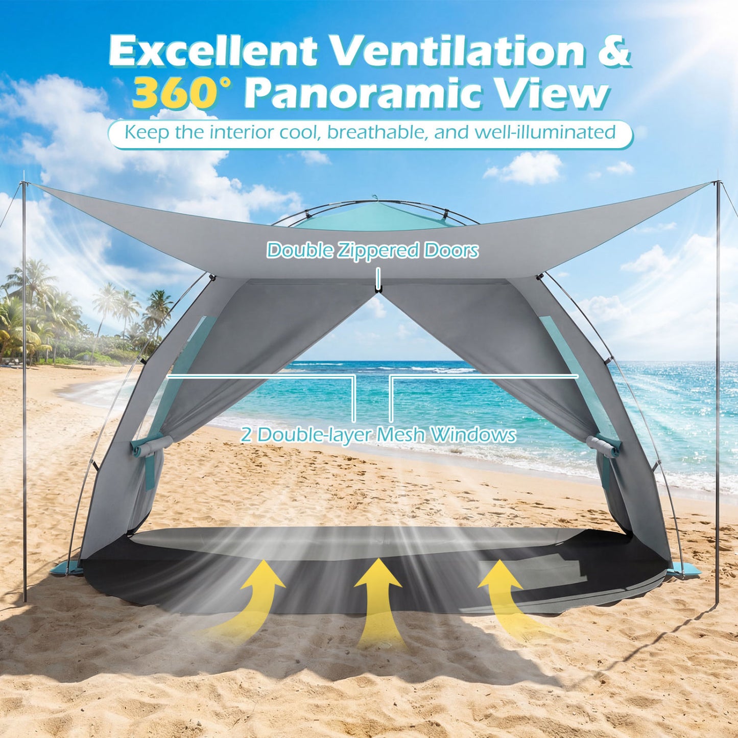 Beach Tent With Canopy, Pop-Up Easy Setup, UPF50+ Sun Protection, Blue Canopies at Gallery Canada