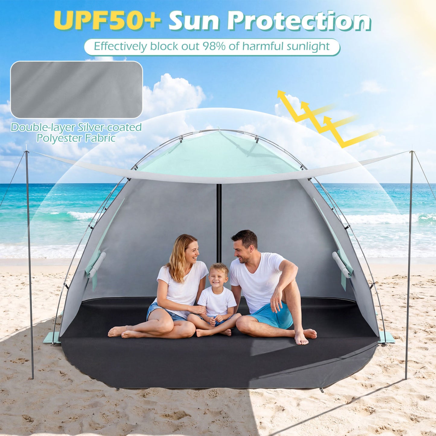 Pop-Up Beach Tent, UPF50+ Sun Shelter Canopy, Green Canopies at Gallery Canada