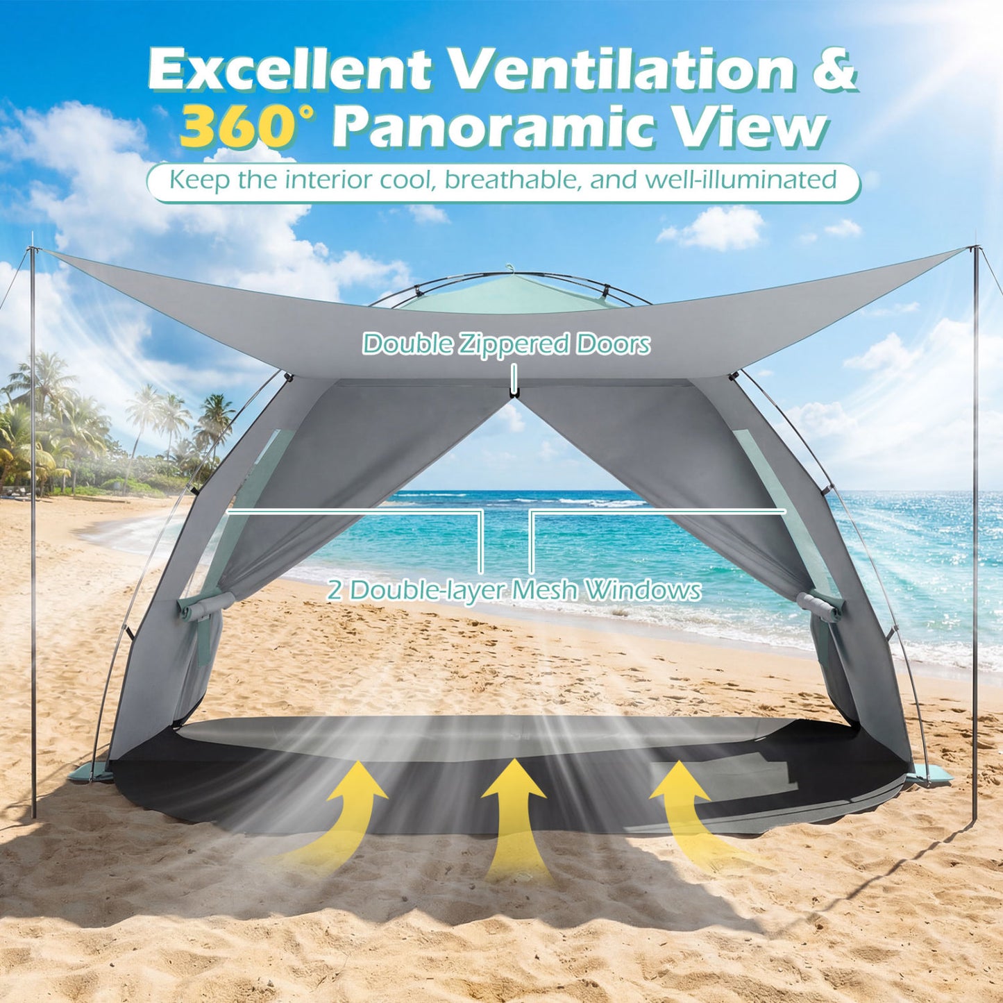 Pop-Up Beach Tent, UPF50+ Sun Shelter Canopy, Green Canopies at Gallery Canada