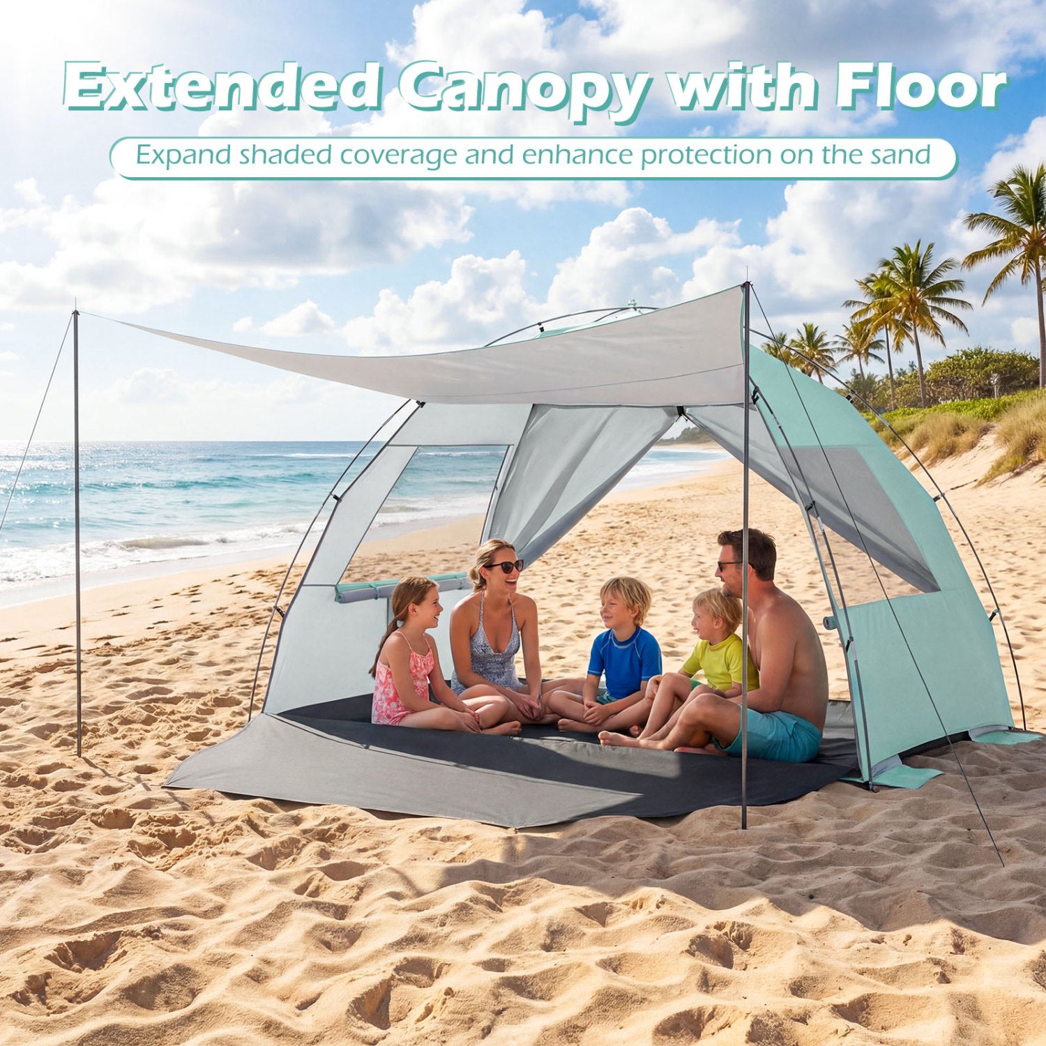 Pop-Up Beach Tent, UPF50+ Sun Shelter Canopy, Green Canopies at Gallery Canada