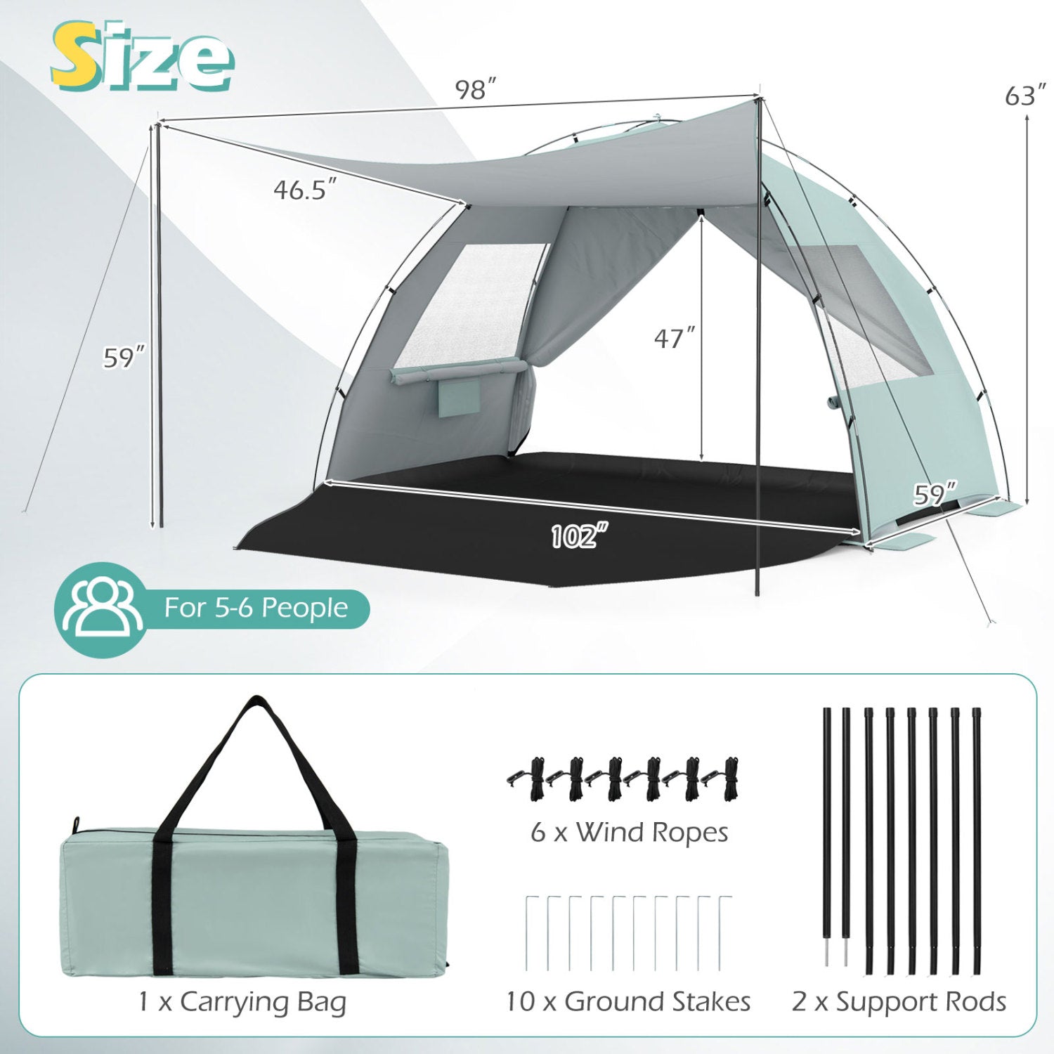 Pop-Up Beach Tent, UPF50+ Sun Shelter Canopy, Green Canopies at Gallery Canada