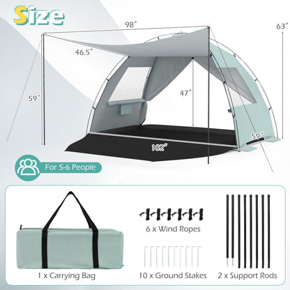 Pop-Up Beach Tent, UPF50+ Sun Shelter Canopy, Green Canopies at Gallery Canada