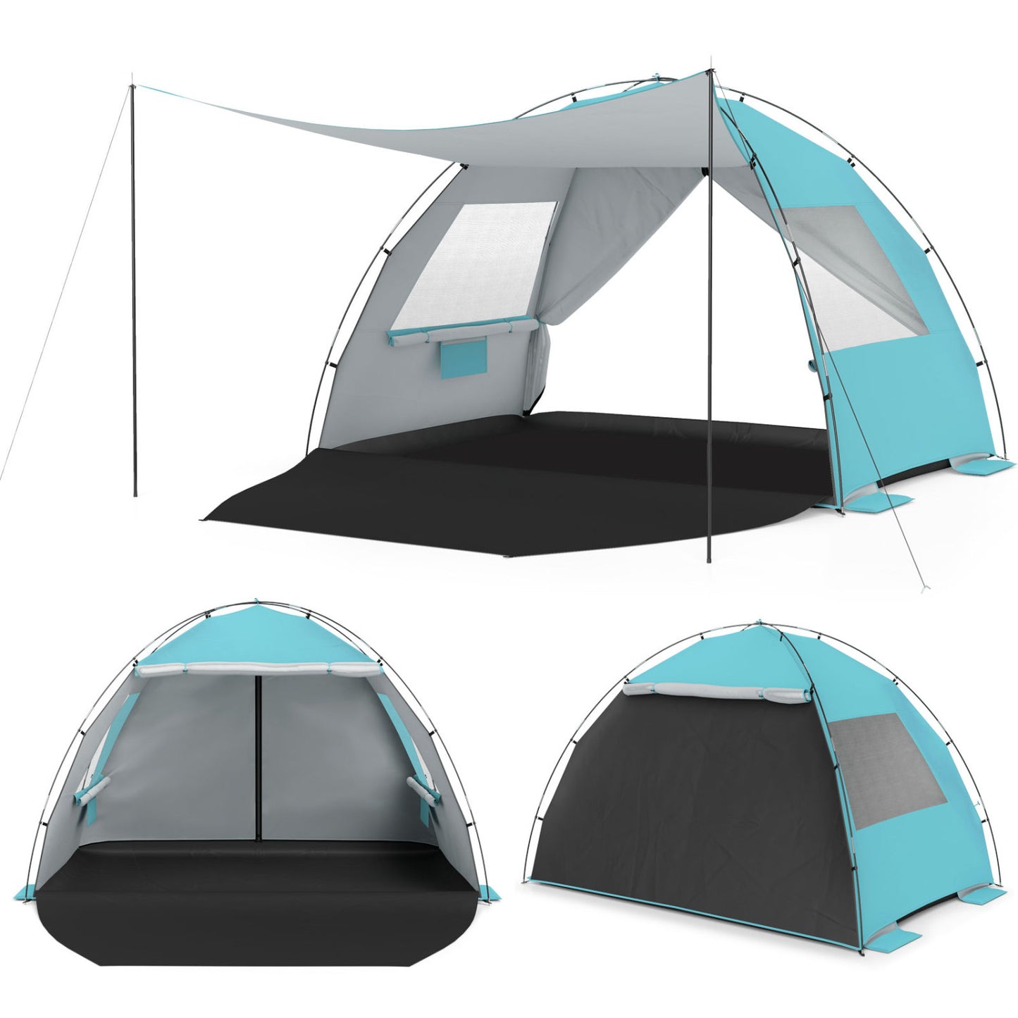Beach Tent Sun Shelter, Canopy, Extended Floor, Vent Windows, Blue Canopies at Gallery Canada