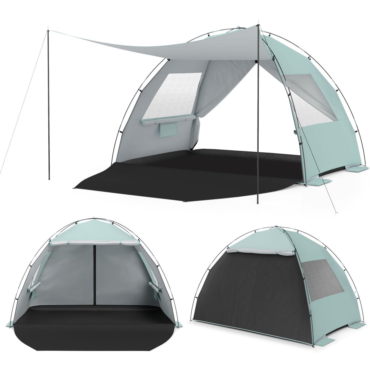 Beach Tent Sun Shelter, With Extended Floor, Vent Windows, Green Canopies at Gallery Canada