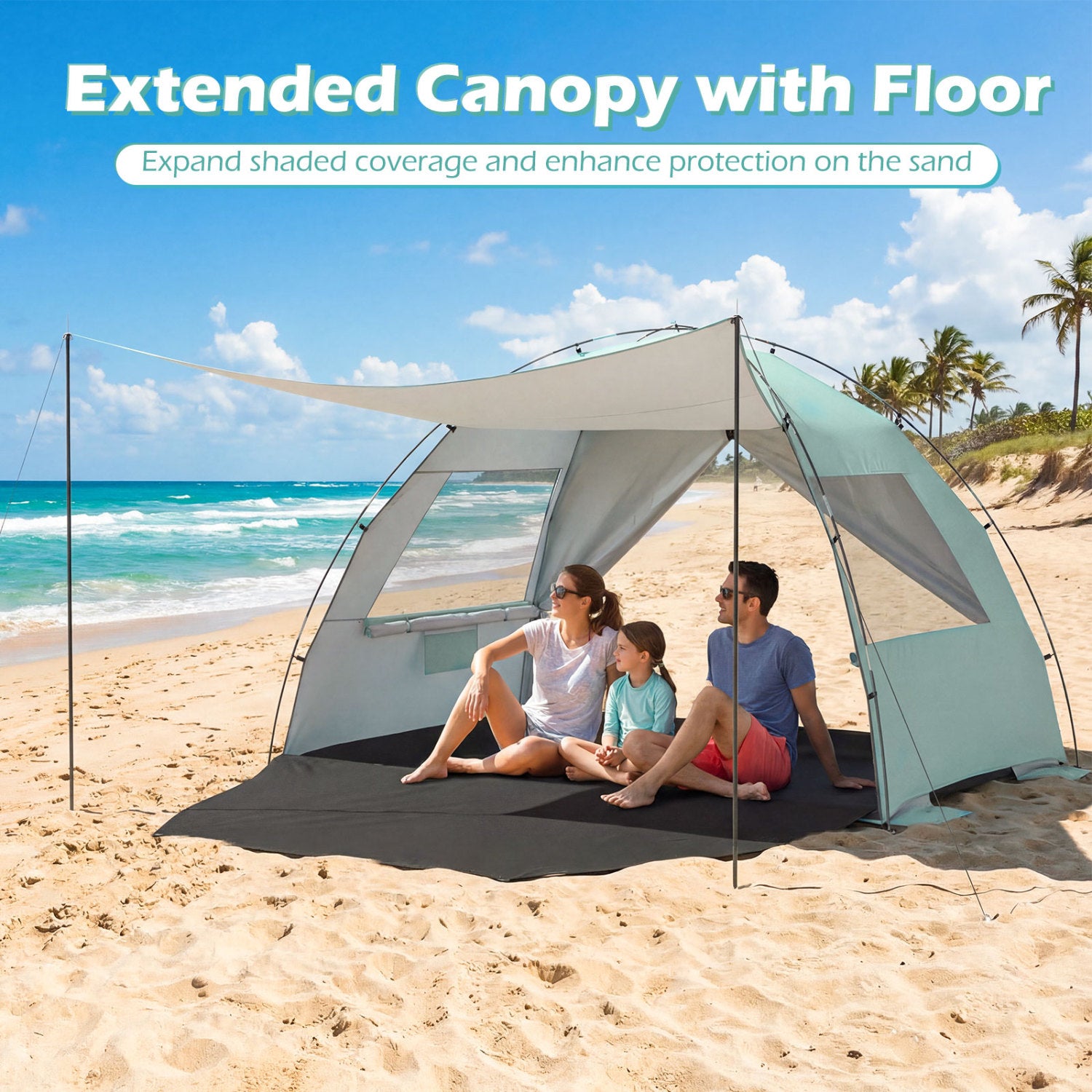 Beach Tent Sun Shelter, With Extended Floor, Vent Windows, Green Canopies at Gallery Canada