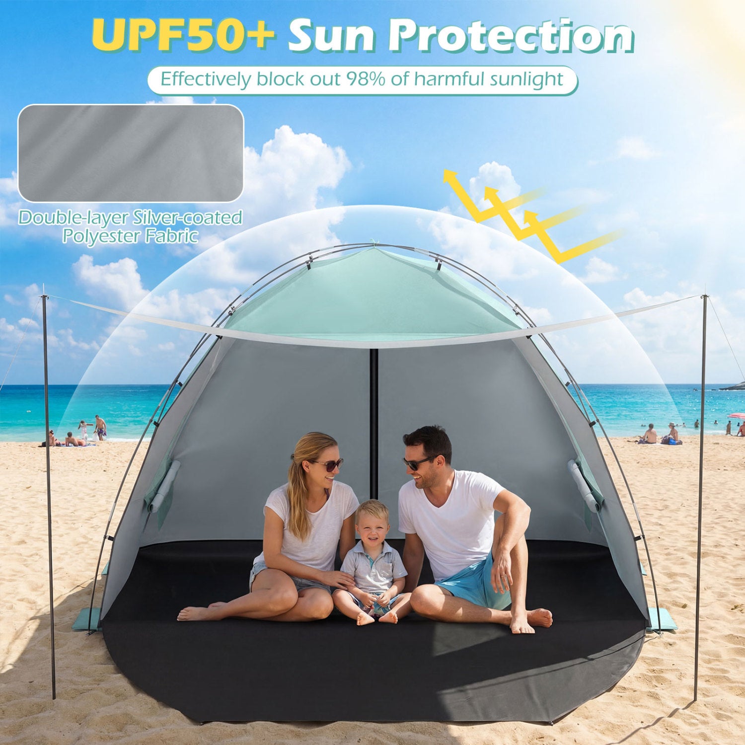 Beach Tent Sun Shelter, With Extended Floor, Vent Windows, Green Canopies at Gallery Canada