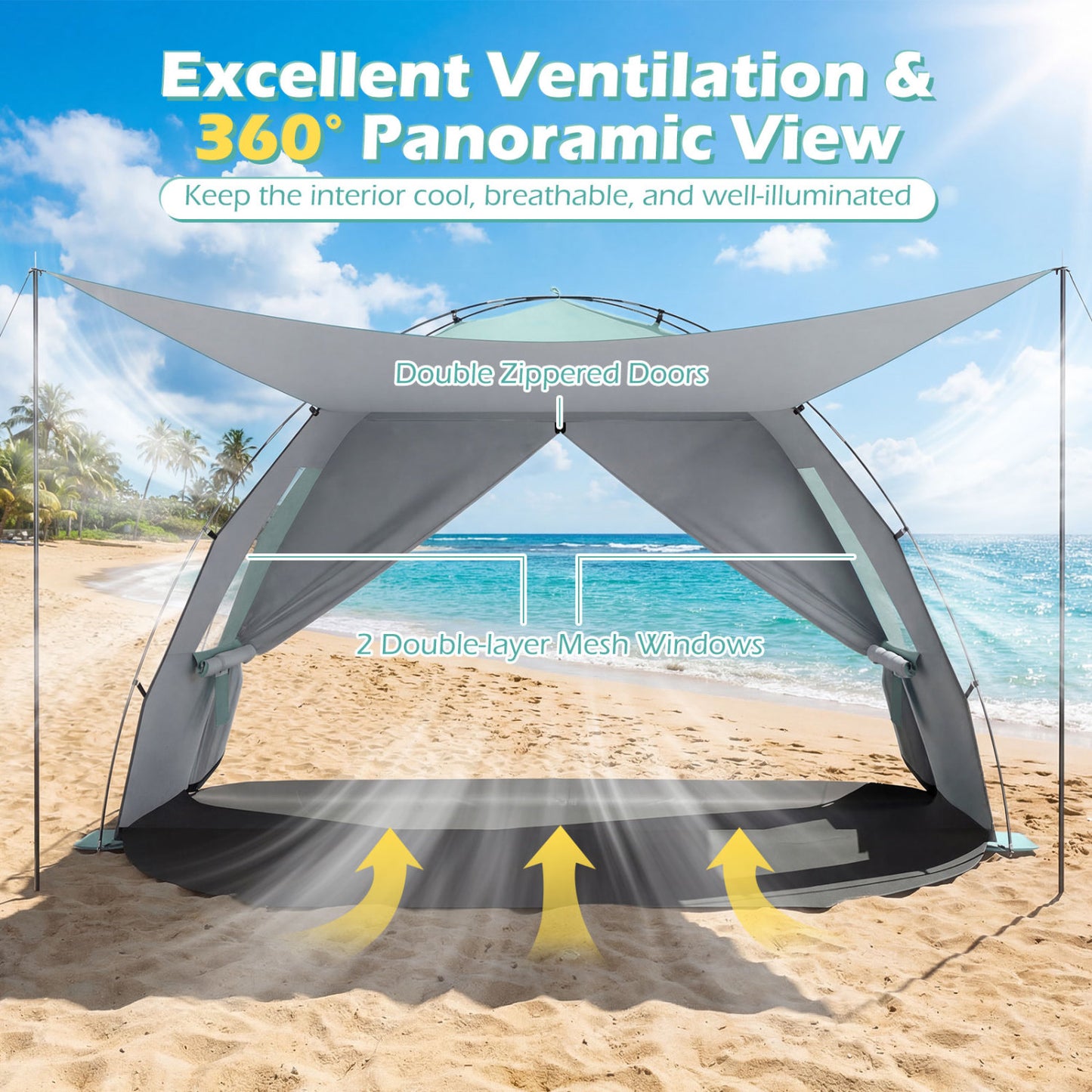 Beach Tent Sun Shelter, With Extended Floor, Vent Windows, Green Canopies at Gallery Canada
