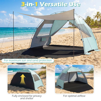 Beach Tent Sun Shelter, With Extended Floor, Vent Windows, Green Canopies at Gallery Canada