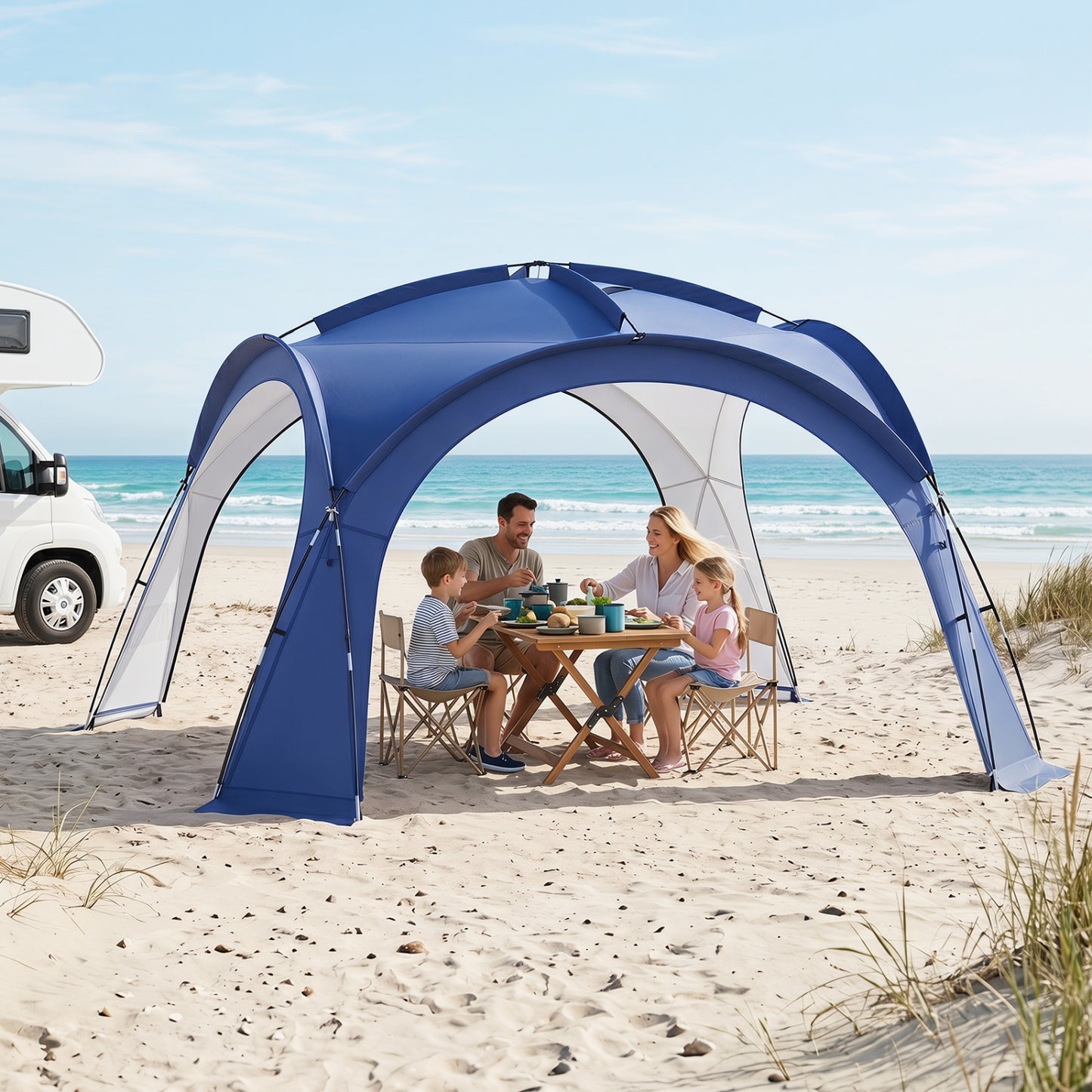 Beach Tent for 12-15 People, Easy Setup Dome Canopy, Blue