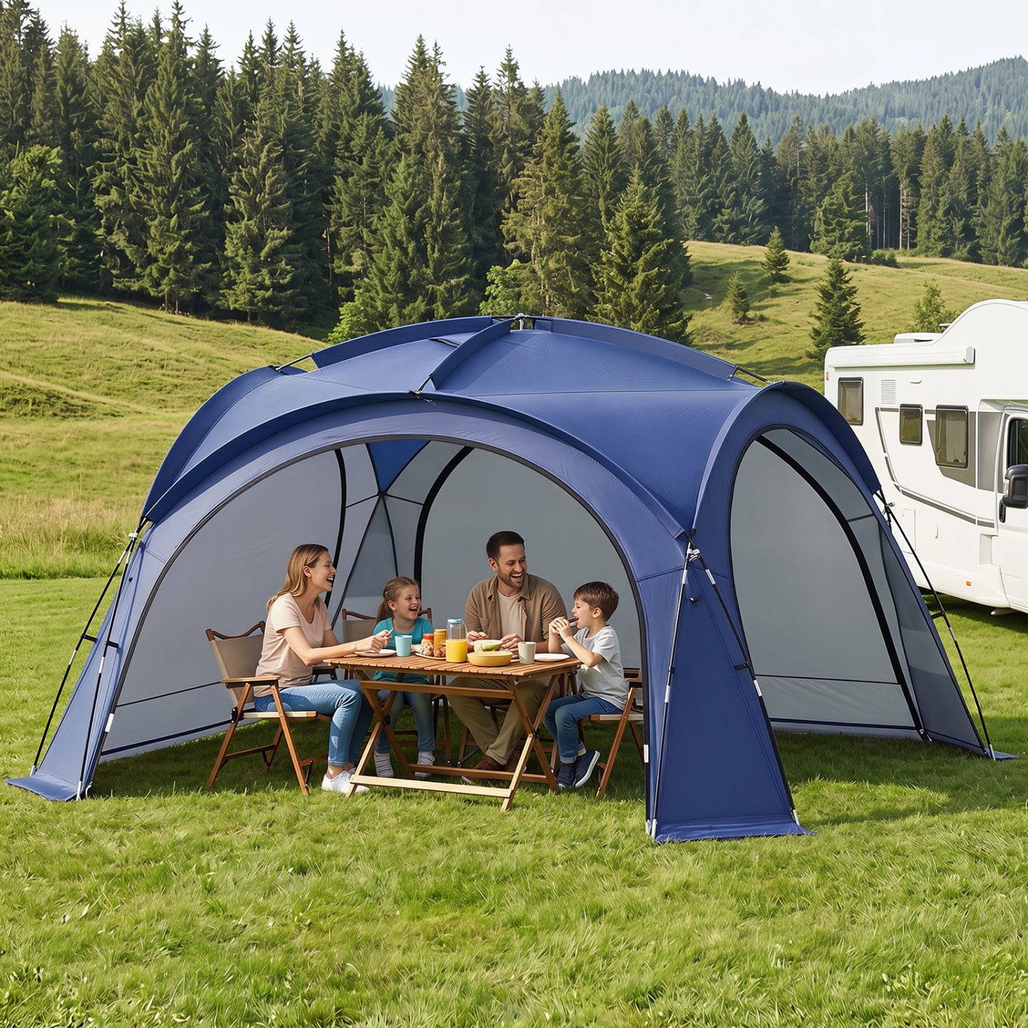 Beach Tent for 12-15 People, Easy Setup Dome Canopy, Blue
