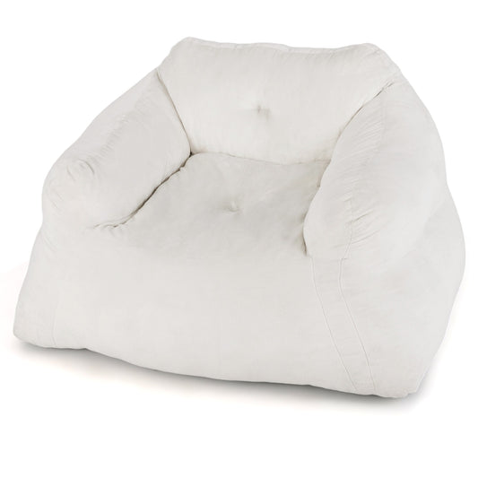 Plush Bean Bag Chair, Ultra-Soft Velvet Cover, Beige Floor Chairs Beige at Gallery Canada