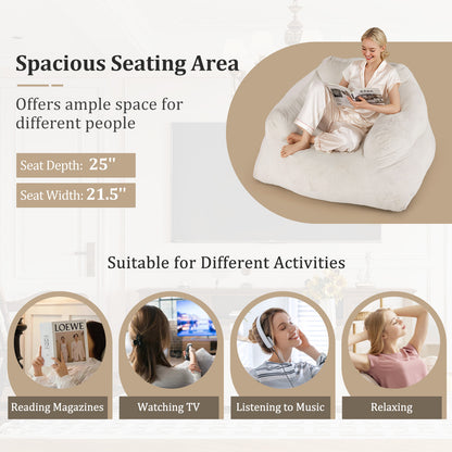 Bean Bag Chair Plush Lazy Sofa with Ultra-soft Velvet Cover, Beige Floor Chairs at Gallery Canada