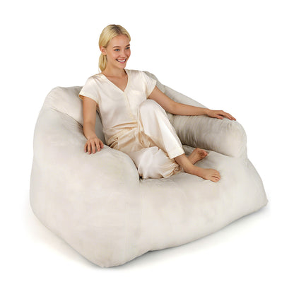 Bean Bag Chair Plush Lazy Sofa with Ultra-soft Velvet Cover, Beige Floor Chairs at Gallery Canada