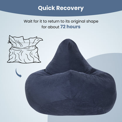 Bean Bag Chair, Skin-Friendly Corduroy Cover, Soft Sponge Filling, Blue Sofas & Loveseats at Gallery Canada