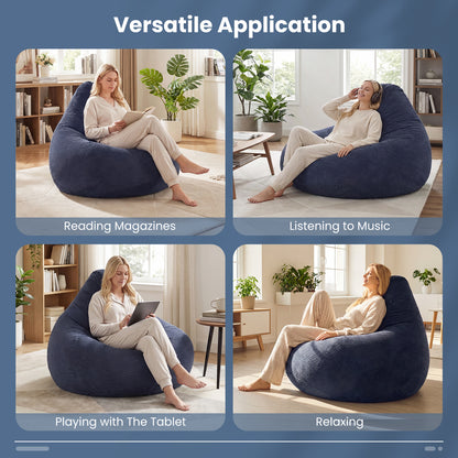 Bean Bag Chair, Skin-Friendly Corduroy Cover, Soft Sponge Filling, Blue Sofas & Loveseats at Gallery Canada