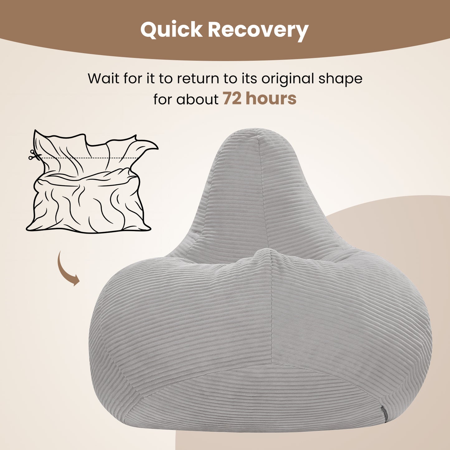 Bean Bag Chair, Accent Sofa, Corduroy Cover, Soft Sponge Filling, Gray Sofas & Loveseats at Gallery Canada