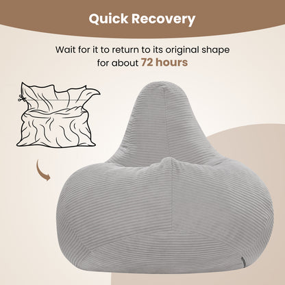 Bean Bag Chair, Accent Sofa, Corduroy Cover, Soft Sponge Filling, Gray Sofas & Loveseats at Gallery Canada