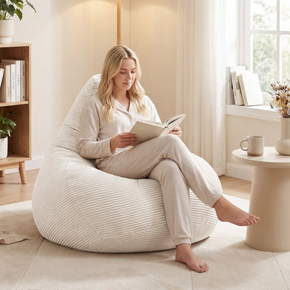 Bean Bag Chair, Accent Sofa, Skin-Friendly Corduroy, Soft Sponge, Off White Sofas & Loveseats at Gallery Canada