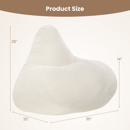 Bean Bag Chair, Accent Sofa, Skin-Friendly Corduroy, Soft Sponge, Off White Sofas & Loveseats at Gallery Canada